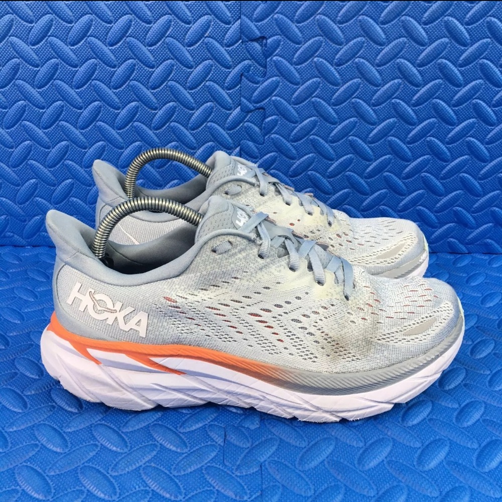 Hoka One One Clifton 8 Womens Running Shoes Blue Athletic Sneakers Size 9.5B
